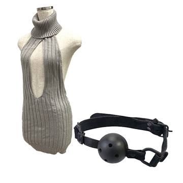 前開き童貞を殺すセーター+虜ベルベット 口枷 黒セット