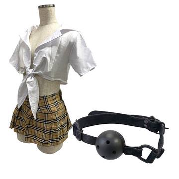 好感度全方位級のスクール制服+虜ベルベット 口枷 黒セット